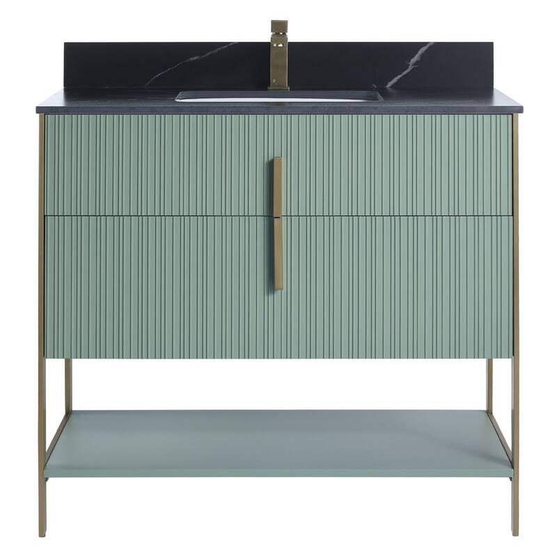 Fine Fixtures Serenity Modern Bathroom Vanity with Black Sintered Stone Top