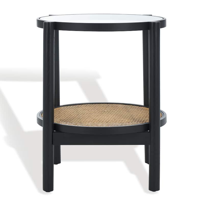 SAFAVIEH Couture Alberdine Rattan/Glass Accent Table - 23 In. W x 23 In. D x 24 In. H - 23"W x 23"D x 24"H
