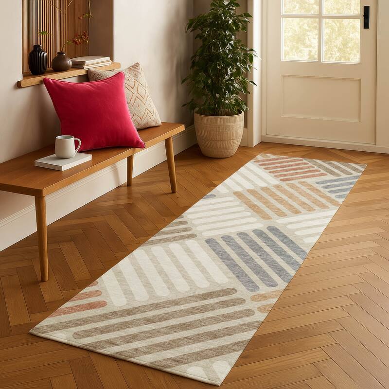 Machine Washable Indoor/ Outdoor Modern Weave Chantille Rug