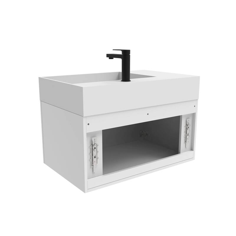 Amazon 30" Wall Mounted Bathroom Right Basin Vanity Set w/ White Top