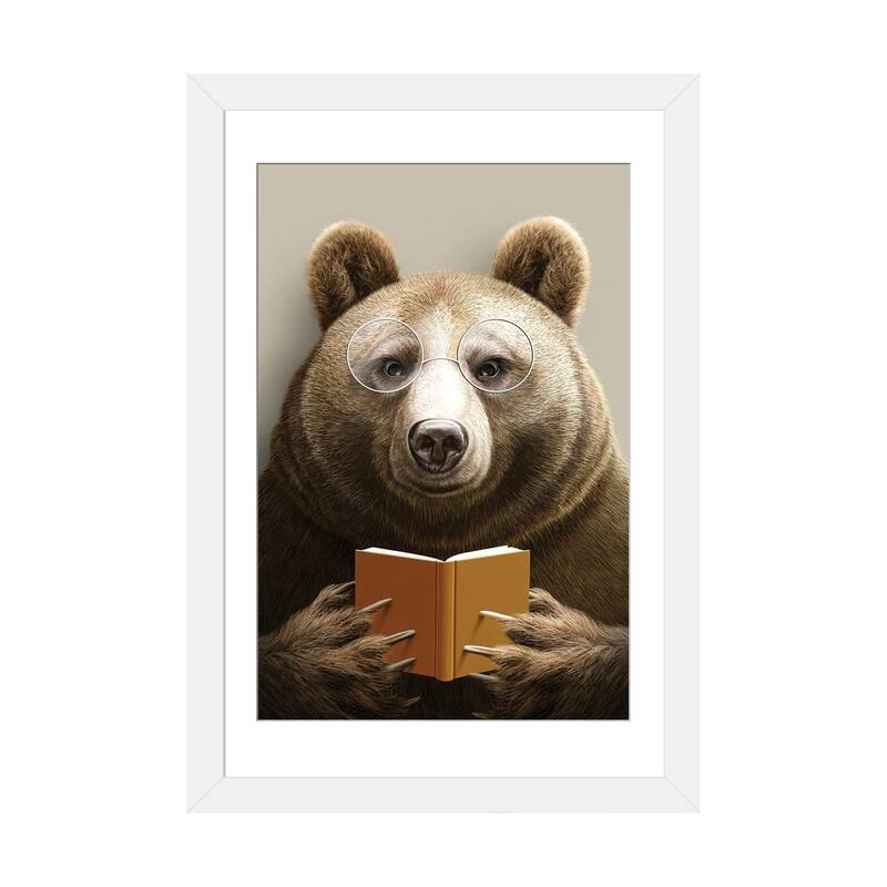 iCanvas "Bear" by Adam Lawless - White - 24x16x1
