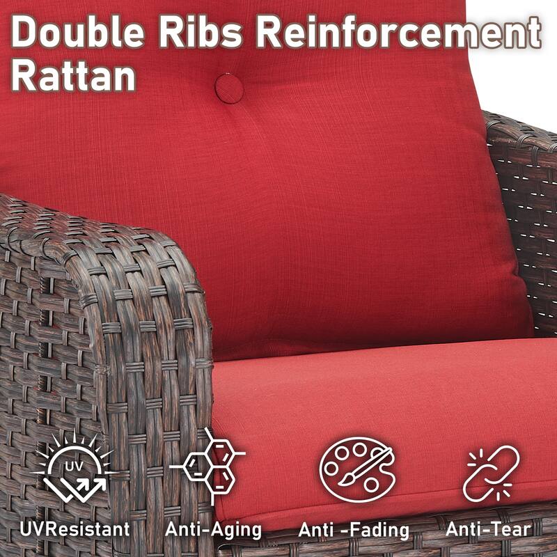 3 Piece Glider Chairs Table for Backyard