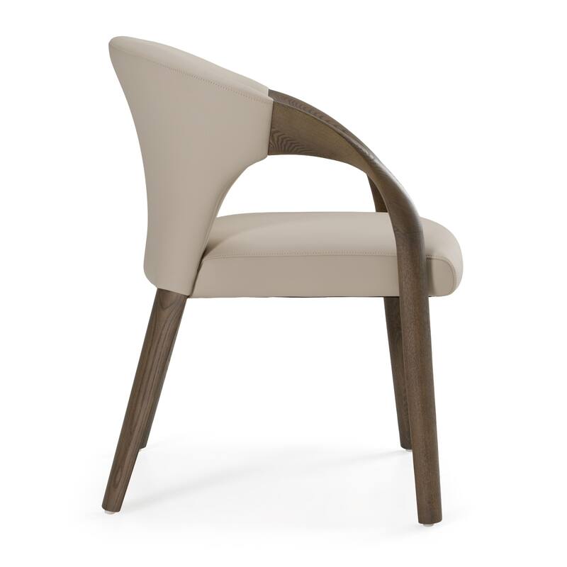 Modrest Wynetta Mid-Century Modern Grey Vegan Leather & Grey Ash Dining Chair