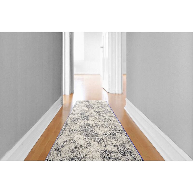 Dynamic Rugs Quartz Traditional Area Rug - 2'2' X 7'7 - Light Beige/Grey
