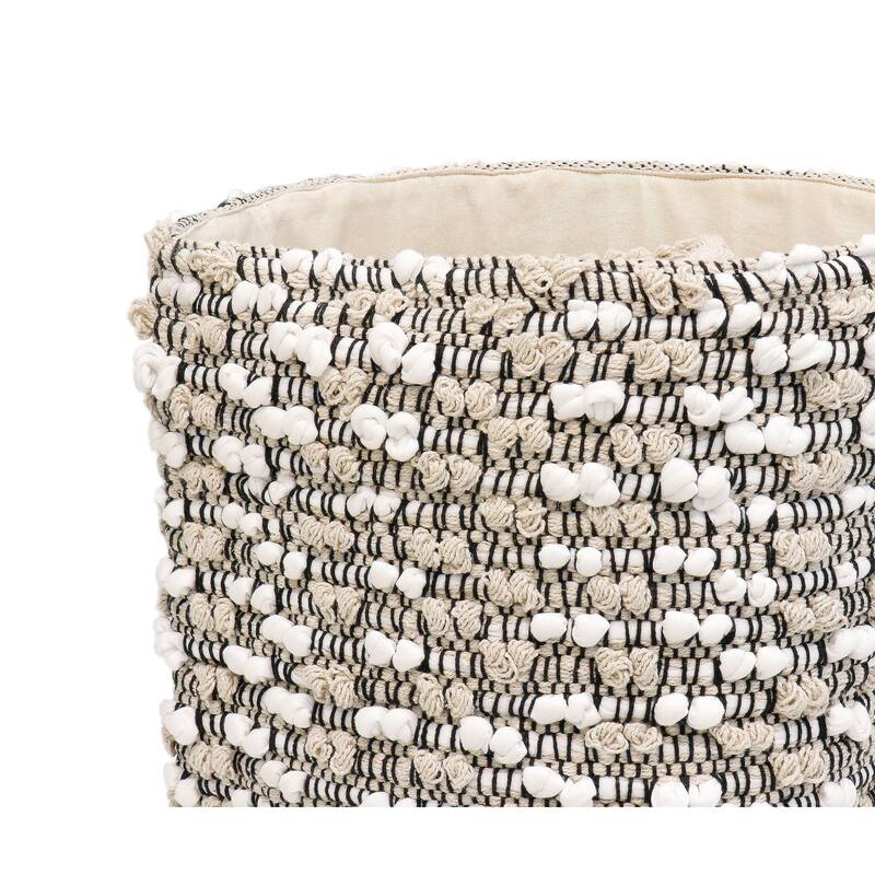 Pasargad Home Grandcanyon Cotton Basket, Beige/White