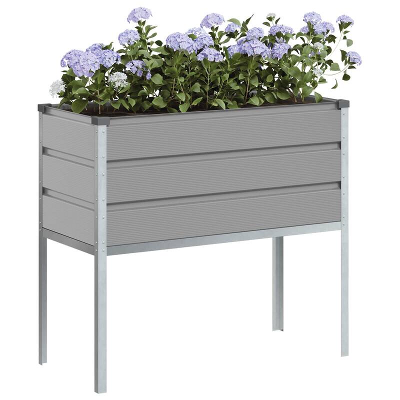 vidaXL Planter 100 x 45 x 90 cm Galvanised Steel - 39.37 x 17.72 x 35.43