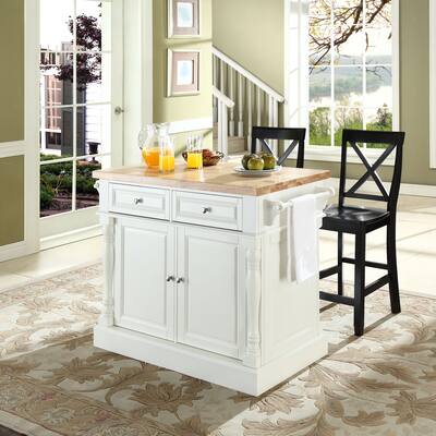 Oxford Kitchen Island W/X-Back Stools - 47.75 "W x 23 "D x 35.75 "H