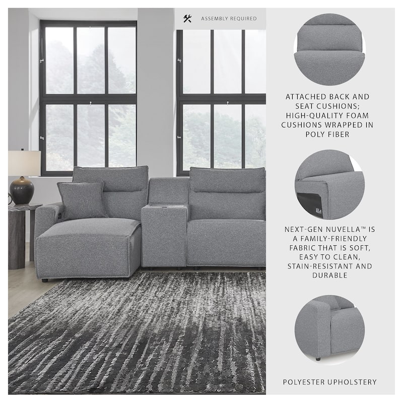 Signature Design by Ashley Modmax Gray 5-Piece Power Reclining Sectional with Chaise - 152" W x 63" D x 41" H