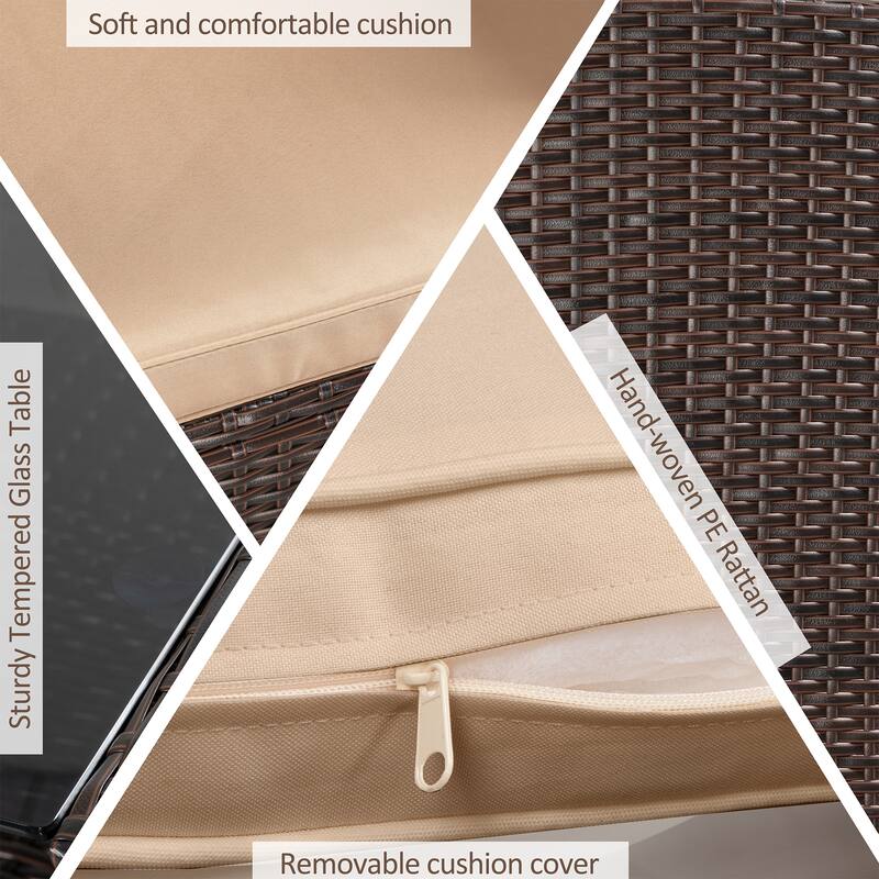 Outdoor 4-Piece Wicker Patio Conversation Sofa Set - N/A