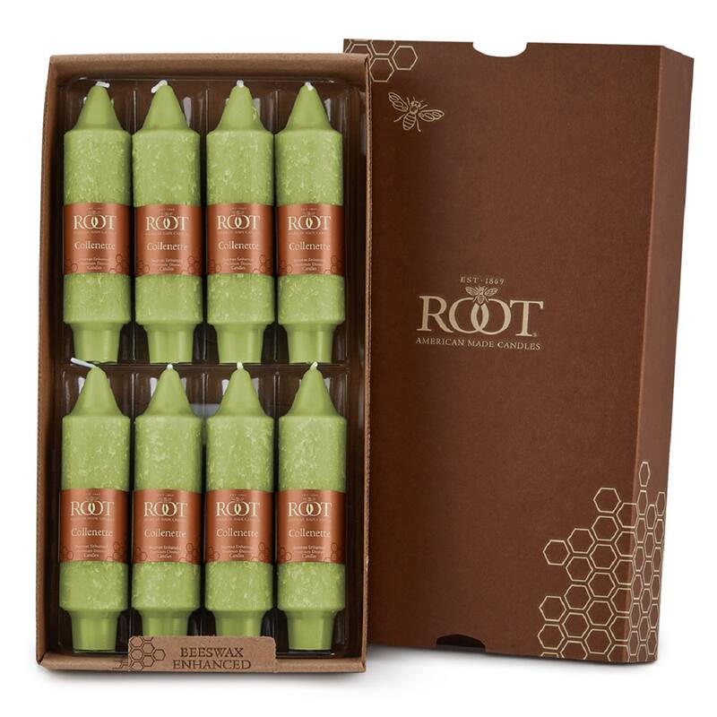 Root Unscented 5 In. Timberline™ Collenette Taper Candles box of 8 - 5 X 1-1/4 - Willow