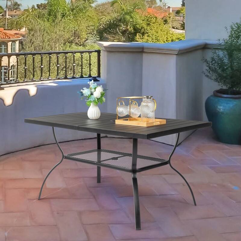 Patio 59 in. Wrought Iron Dining Table
