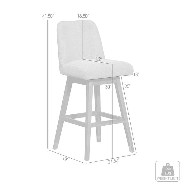 dimension image slide 0 of 3, Amalie Upholstered Bar Stool, Swivel Counter Height Stool with Solid Wood Frame