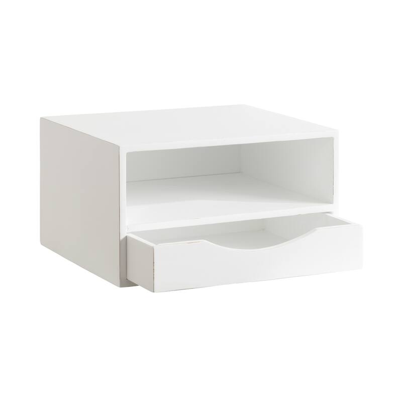 Kate and Laurel Hutton Floating Wall Shelf with Drawer - 12.5x10x7