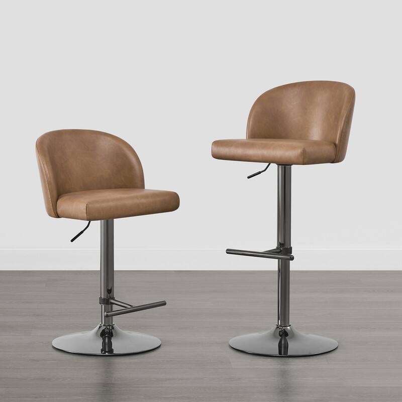 Spruce & Spring Charlotte Modern Adjustable Swivel Bar Stools Set with Arched Footrest