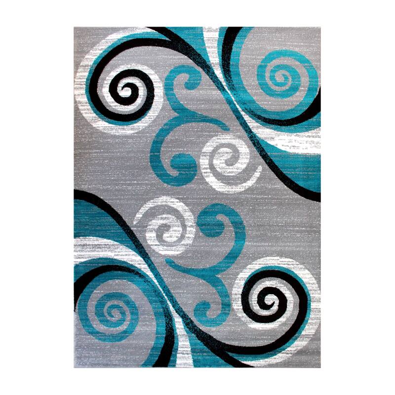 Modern Distressed Swirl Abstract Style Indoor Area Rug