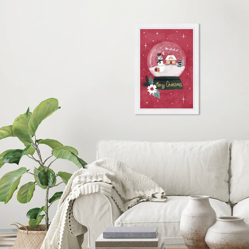 Wynwood Studio Prints Holiday and Seasonal Holiday Snowglobe Red Red and Modern & Contemporary Wall Art Canvas Print - White