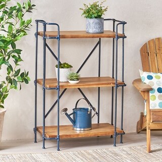 Lndoor 3-Layer Bookshelf Garden Plant Display Rack with Fir Wood ...