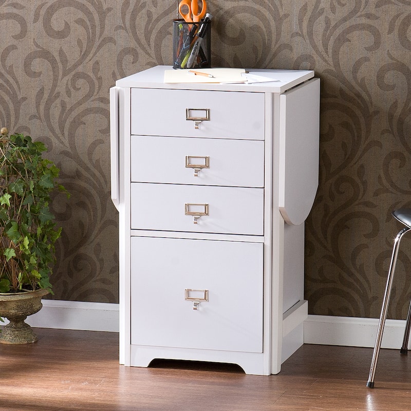 SEI Furniture London White Fold-out Organizer and Craft Desk - White