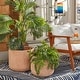 preview thumbnail 4 of 24, SAFAVIEH Outdoor Lucca Cement Ficonstone Planter Pot (Set of 2) - 18"W x 18"D x 15"H Terracotta