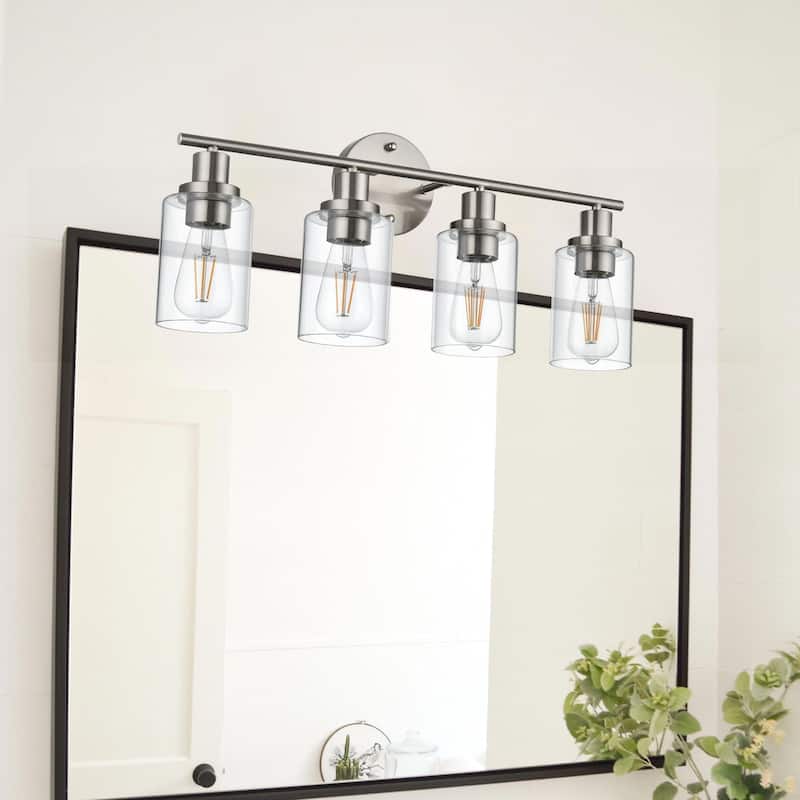 4-Light Bathroom Light Fixtures - Brushed Nickel