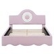 preview thumbnail 6 of 9, Full Size Upholstered Platform Bed with LED Headboard - Pink