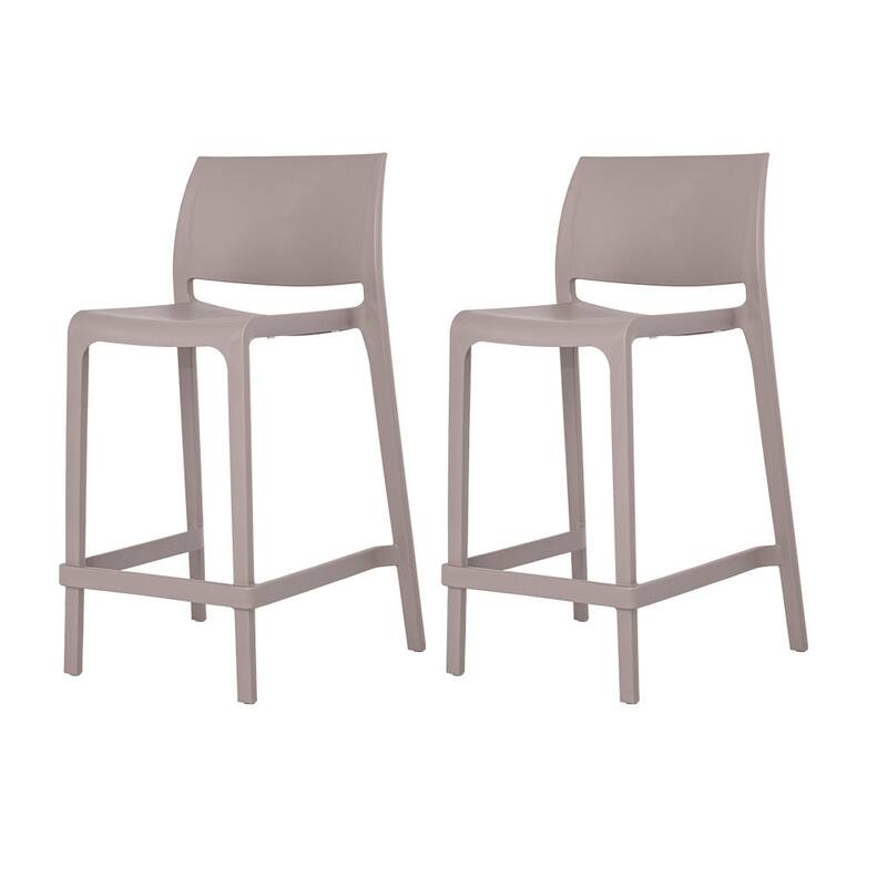 Sensilla Resin Stackable Counter-height Bar Stools, Set of 2 - Taupe