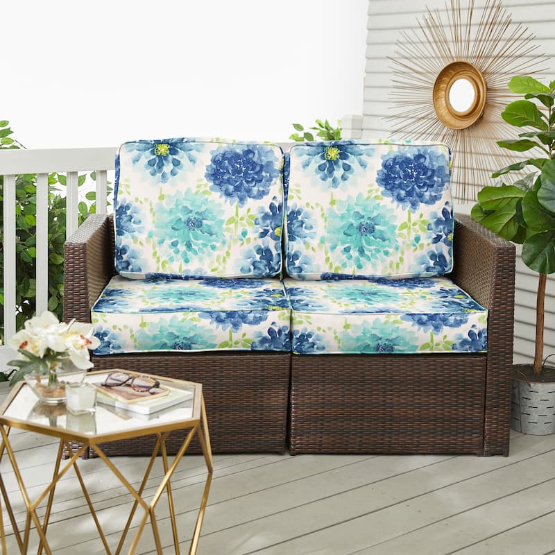 Sorra Home Gardenia Seaglass Outdoor/Indoor Deep Seating Loveseat Cushion Set 22.5in x 22.5in x 5in - 22.5 in x 22.5 in x 5 in