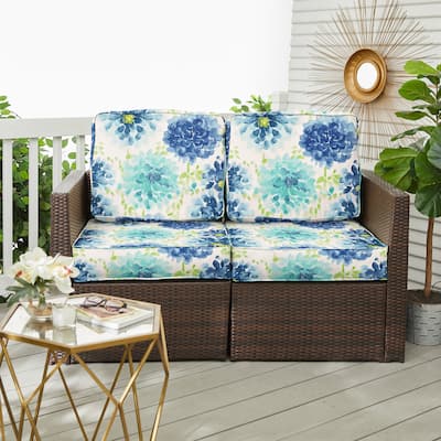 Sorra Home Gardenia Seaglass Outdoor/Indoor Deep Seating Loveseat Cushion Set 22.5in x 22.5in x 5in