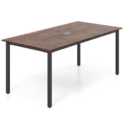 Rustic Brown 6FT Conference Table with Cable Grommet 8-10 Person Meeting Room Table