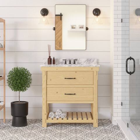 KitchenBathCollection Birmingham 36" Bathroom Vanity with Carrara Marble Top