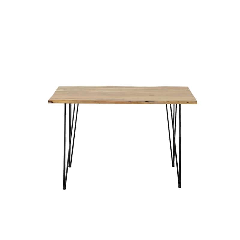 Solid Rectangular Wooden Dining Table - 48" - Brown and Black