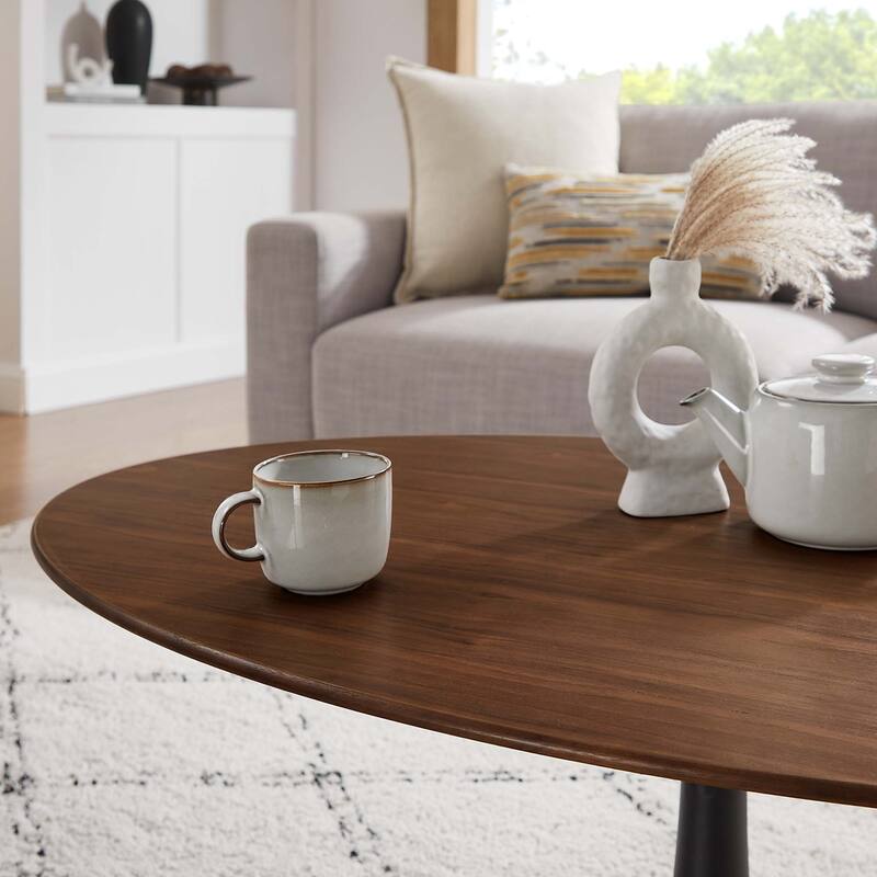 48" Oval-Shaped Walnut Coffee Table, Black Walnut