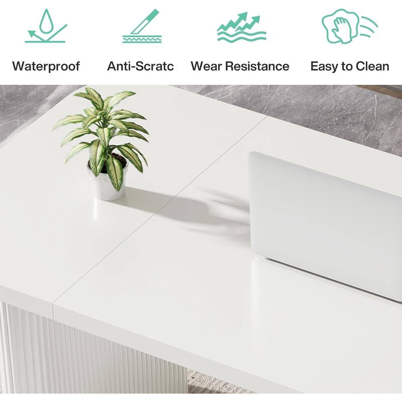 62-Inch Wood Rectangular Executive Desk Large Modern Conference Table for Home Office Boardroom