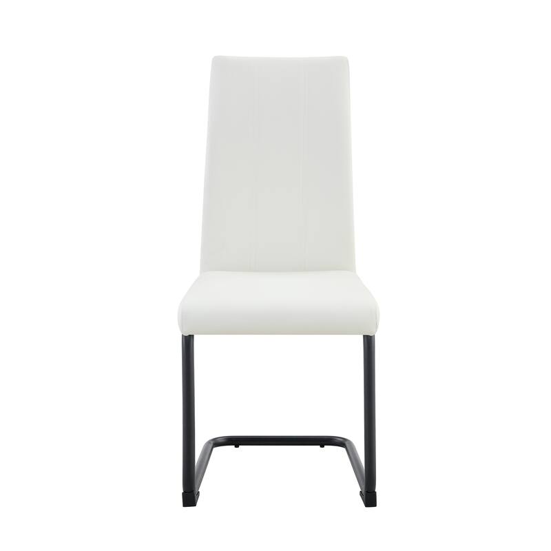 2-Pack White PU Upholstered Dining Chairs