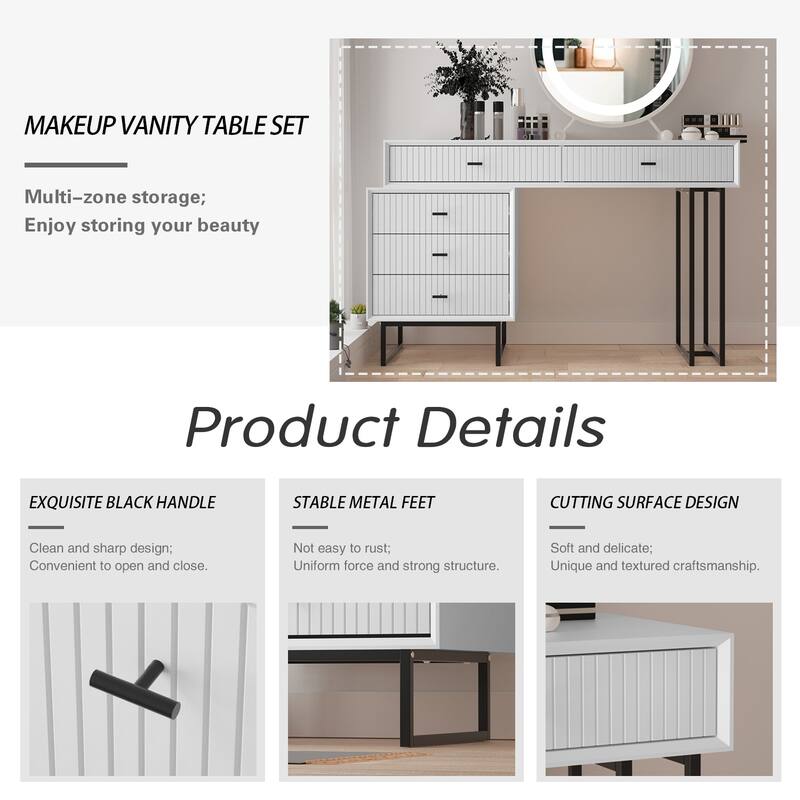 Eclife Multifunctional Makeup Vanity Storage Dressing Table Set