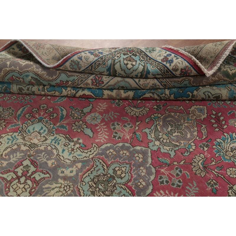 Tabriz Persian Vintage Area Rug Handmade Wool Carpet - 10'1"x 12'10"