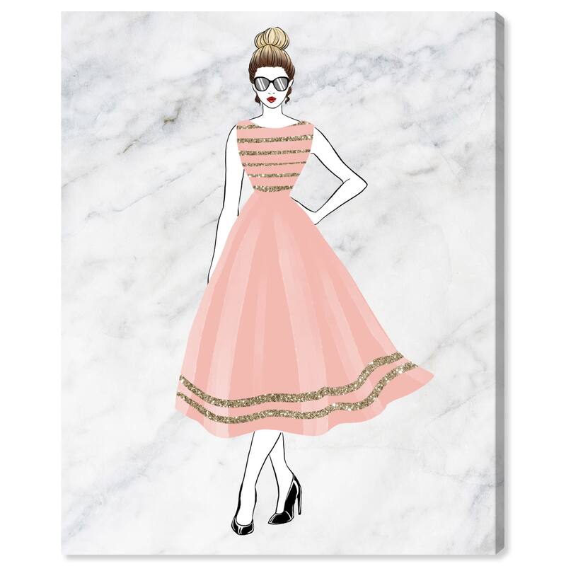 Wynwood Studio Canvas Fashion and Glam Glistening Blush Dress Pink and Pastel Pink Glam Wall Art Canvas Print