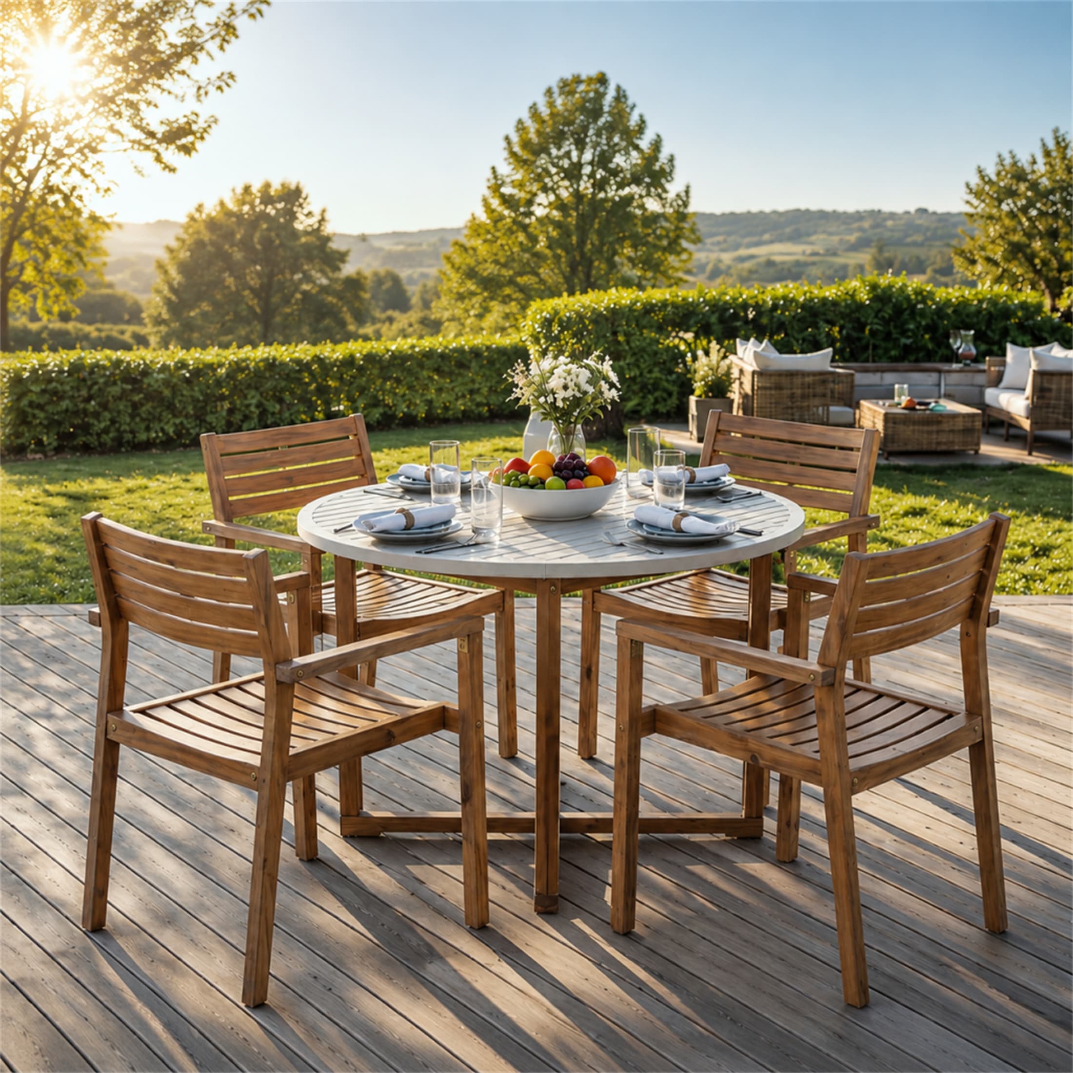 Acacia Wood 5-Piece Outdoor Dining Set