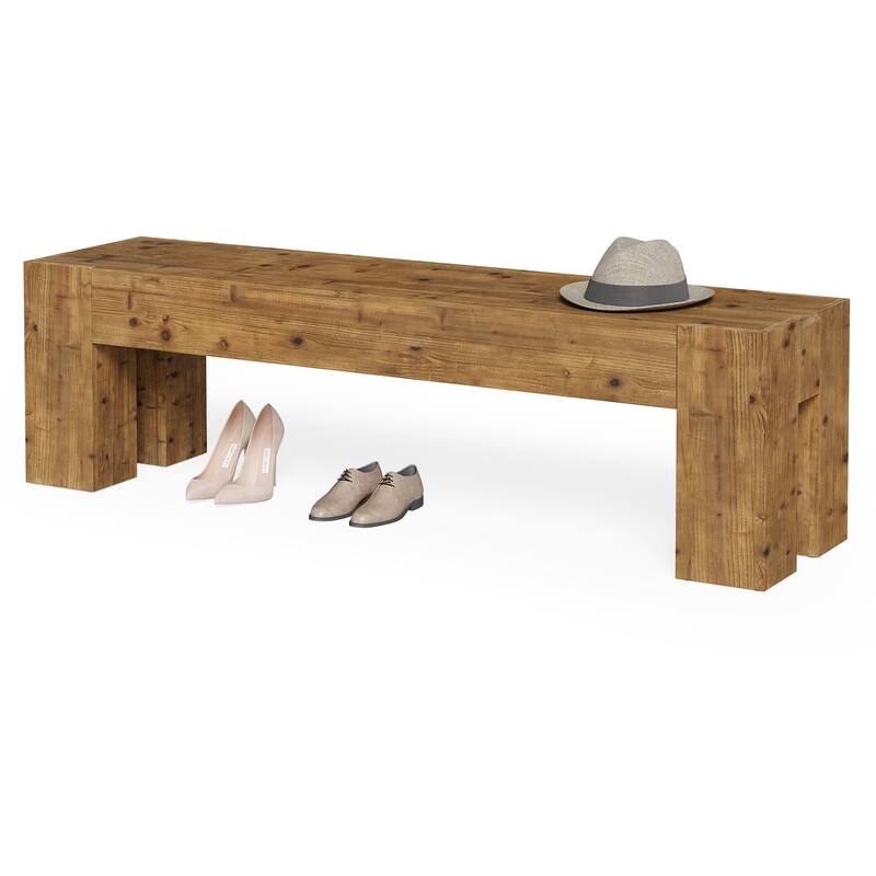 Solid Wood Bench, 47" Rustic Extra Long Heavy Duty Entryway Bench