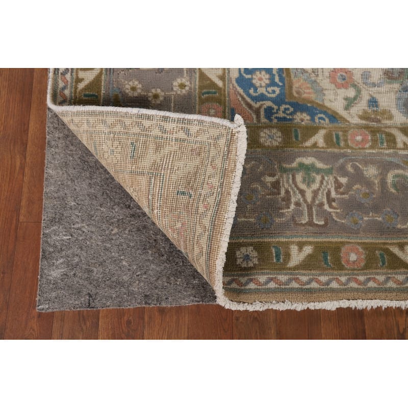 Gray Tabriz Vintage Persian Area Rug Hand-Knotted Wool Carpet - 6'6" x 9'8"