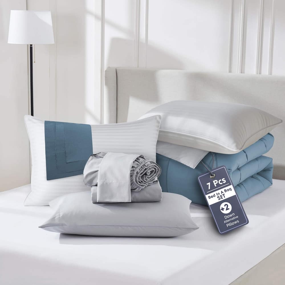 Empyrean Reversible Comforter Set Bed in a Bag with Down Alternative Pillow