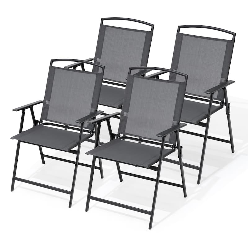 Pellebant Set of 4 Patio Folding Chairs Outdoor Portable Dining Chairs