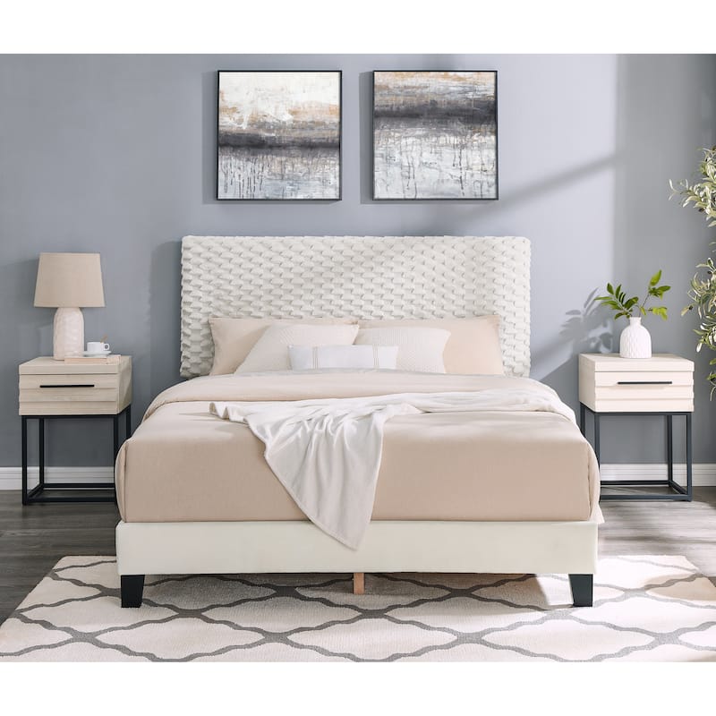 Roundhill Furniture Findlay 3-Piece Bedroom Set in White Dove - Full