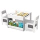 preview thumbnail 7 of 5, Kids' Table & Chairs 4-in-1 Wooden Activity Set w/2-Layer Bookshelf White & Gray