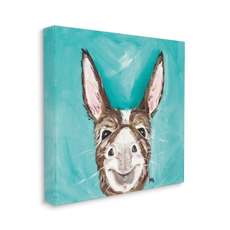 Stupell Silly Smiling Donkey Bold Turquoise Thick Brushstrokes Canvas Wall Art, Design by Molly Susan Strong