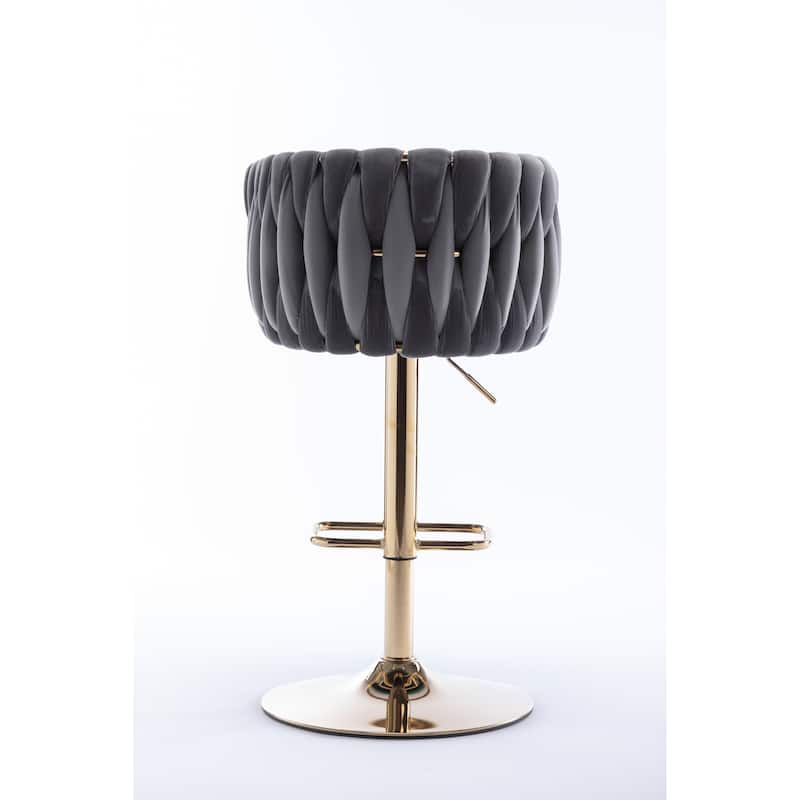 Counter Height Bar Stools Set of 2, Swivel Armless Chairs with Height Adjustable, Kitchen Island Chairs with Chrome Footrest