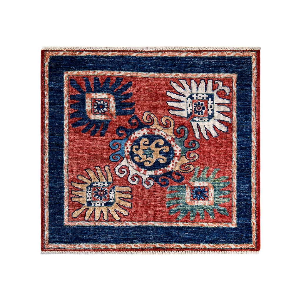 Hand Knotted Traditional Oriental Wool Area Rug - 7' 0" x 7' 1"