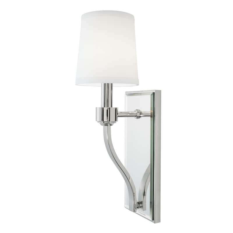 Elk Home Roule Mirror Brushed Nickel With White Fabric Shade Sconce