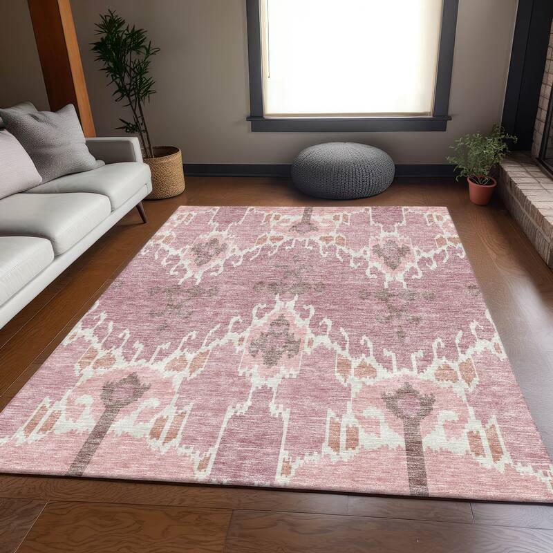 Machine Washable Indoor/ Outdoor Chantille Boho Global Rug