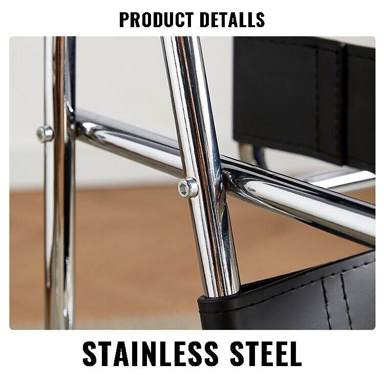 Momei Mid-Century Modern Saddle Leather Accent Chair with Stainless Steel Chair Leg
